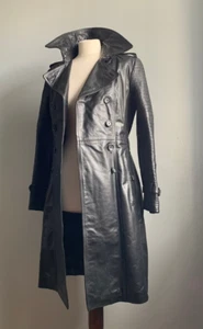 STEAMPUNK LEATHER TRENCH COAT 10 8 military long soft belt goth futuristic - Picture 1 of 24