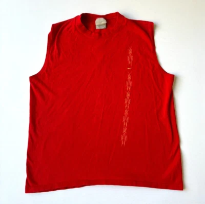 Camisa sin mangas roja vintage Y2K Nike para hombre talla mediana hecha en EE. UU. Foto 1 de 4