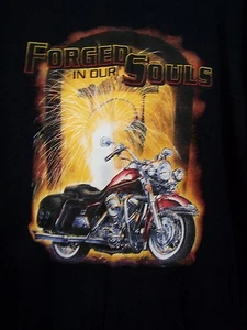 Men's Biker Motorcycle T-Shirt L Navy Short Sleeve Forged In Our Souls NWOT - Picture 1 of 6