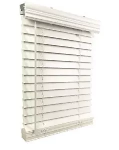 US Window 2" Slat, Faux Wood Window Blinds, 21”W X 64" H, inside Mount Cordless - Picture 1 of 7