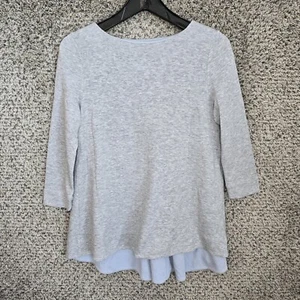 COS Top Damen klein grau U-Ausschnitt hoher niedriger Saum Strick Lyocell Baumwolle Freizeit - Bild 1 von 7