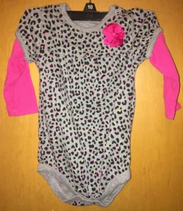 Garanimals Baby Girl's Bodysuit Gray Pink Flower &Blk Pink Animal Print size 12m - Picture 1 of 10
