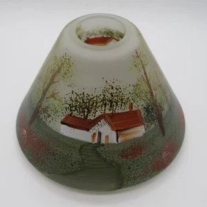 Med or Large Jar Candle Shade, Hand Painted Frosted Glass, Woodlands White House - Picture 1 of 8