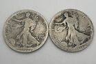 1916-D Walking Liberty Half Dollar, 2 Coins, Key Date, Free Shipping!