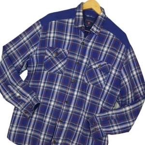 Saddlebred Men's Long Sleeve Flannel Button-Up Shirt Size L Quilted Lined Blue - Picture 1 of 13