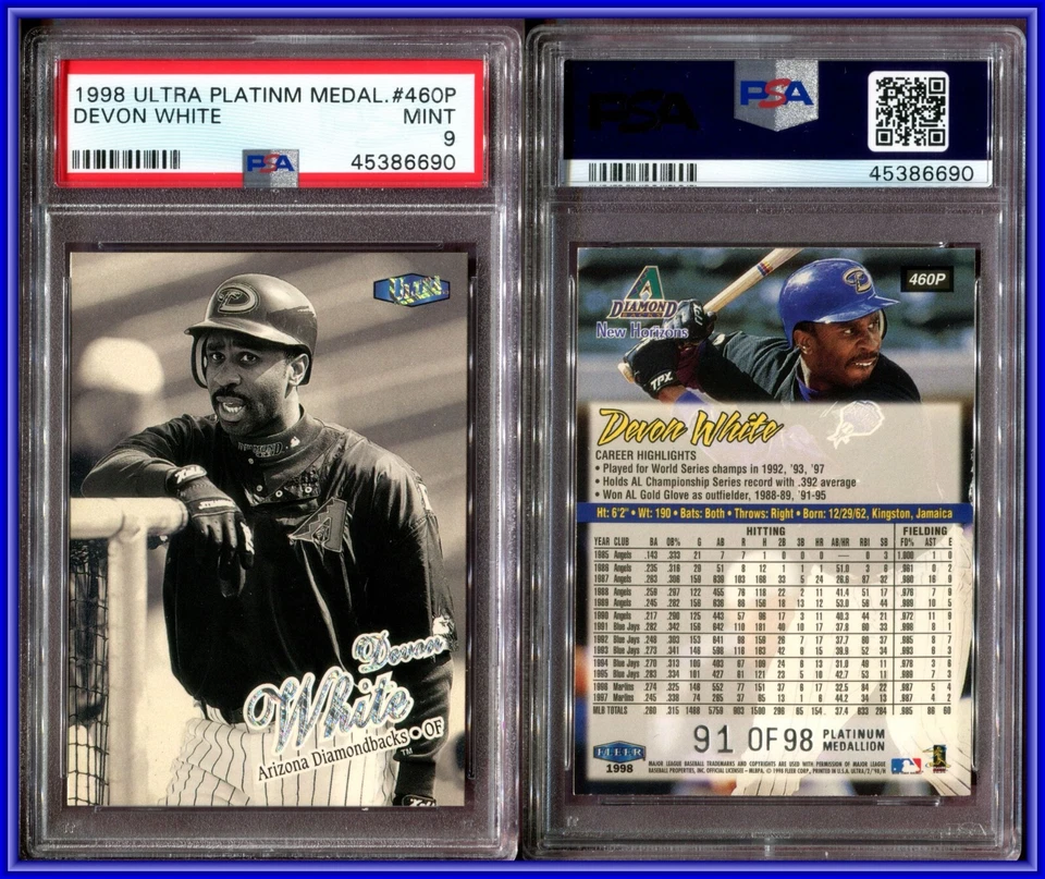 PSA 9 1998 Ultra Platinum Medallion #460P Devon White 91/98 Diamondbacks POP1 Foto 1 de 1