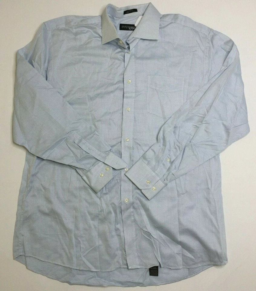 Hathaway Platinum Mens Long Sleeved Dress Shirt Blue Cotton Size XL Extra Large - Image 1 of 4
