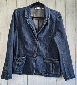 St John's Bay Denim Jean Jacket W/ Front Pockets Med Blue Women's Size L - Picture 1 of 7