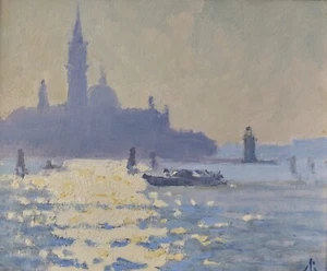 PINTURA AL ÓLEO ORIGINAL MICHAEL RICHARDSON "San Giorgio, Venecia" Di Maggiore italia - Imagen 1 de 1