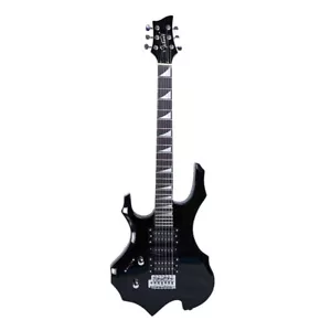 Glarry Flame Left Hand Electric Guitar HSH Pickup Shaped Pack Strap Picks Black - Picture 1 of 12