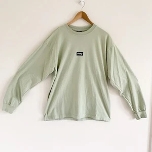 OBEY  Small Box Logo Light Green Long Sleeve Tee Shirt Medium - Picture 1 of 4