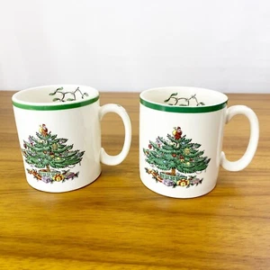 Set Of 2 Christmas Tree Mugs by Spode - Made in England - Picture 1 of 12