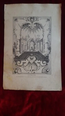 Gravure ancienne XVIII-XIXième d'après WATTEAU "La grotte" -Vieux papiers - Photo 1/2