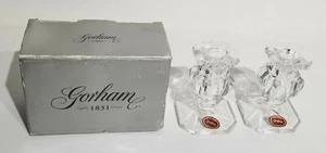 Vintage Gorham Kristall Barock 4" Kerzenständer Paar ☆ Neu ☆  - Bild 1 von 8