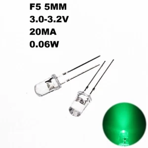 50 piezas Lámpara emisora de luz brillante redonda verde F5 5 mm de diámetro LED - Imagen 1 de 3