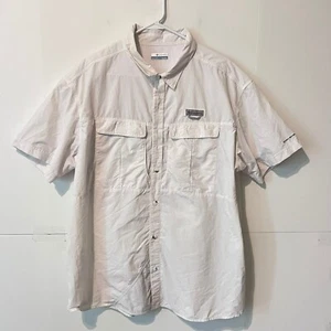 Columbia Mens Nylon Fishing Shirt Size 2XL White Omni-Shield Short Sleeve Vented - Picture 1 of 8