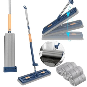 360° Flat Floor Mop Set Self Cleaning Wet Dry Usage with 6Pcs Microfiber Pads - Picture 1 of 13