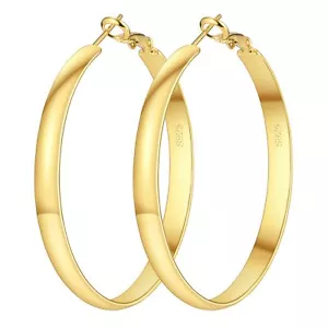 IDJEOABL Extra Large Big Gold Hoop Earrings for Women 14K Gold Plated Hoops W... - Picture 1 of 6