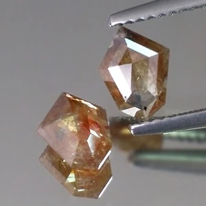 1.15cts Pair Shield Rose cut Fancy Red Mix Natural Earth Mined Loose Diamonds - Picture 1 of 6