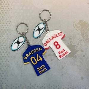 Personalized Rugby Shirt Keyring Custom Name Jersey Keychain Sports Fan Gift - Picture 1 of 9