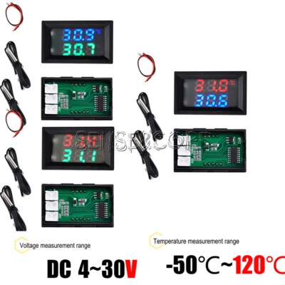 DC4~30V Thermometer Digital Temperature Sensor NTC Metal Sample Dual LED Display - Bild 1 von 4