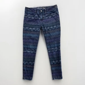 American Eagle Jeans Womens 4 (30x26) Multicolor Jegging Floral Leaf Ankle Zip - Picture 1 of 13