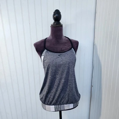 Camiseta sin mangas Nike Dri Fit para mujer atlética espalda deportiva incorporada sujetador gris jaspeado talla L Foto 1 de 4