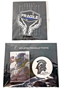 Death Stranding Fragile Express Rubber Patch & KOJIMA PRODUCTIONS Badge Set - Picture 1 of 5
