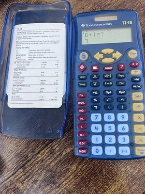 Texas Instruments TI-15 Explorer Blue Calculator Solar Power Tested Working - Image 1 of 4