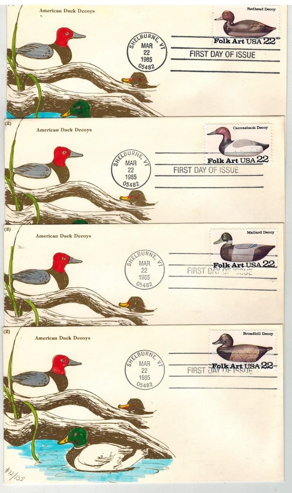 1985 DUCK DECOY CARVINGS VERMONT HANDPAINTED RARE NIKOLAIDIS SET OF 4 NOT SEEN! - Image 1 of 1