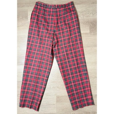 Talbots Plaid Trousers Womens Size 10 Vintage Wool Red Green Holidays Career - Image 1 of 4