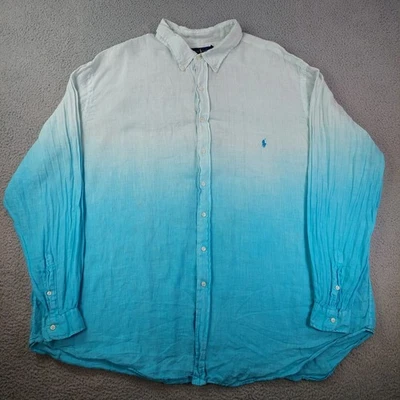 Ralph Lauren 100% Linen Gradient Button Down Long Sleeve Shirt Men's Size 4XL T - Image 1 of 4