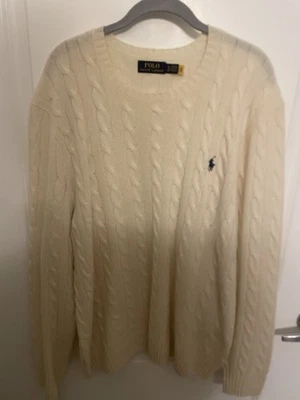 Polo Ralph Lauren Men’s Cable Knit Wool-Cashmere Crewneck Sweater Cream XL NWT - Image 1 of 3