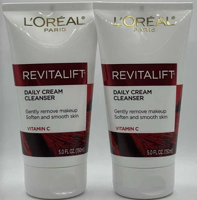 2PK L'Oreal Paris Revitalift Daily Cream Cleanser W/ Vitamin C ~ 5 FL OZ EA~READ - Image 1 of 3