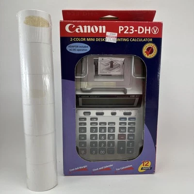 Canon P23-DH V Mini Desktop Printing Calculator 12 Digit 2 Color W Receipt Rolls - Image 1 of 4