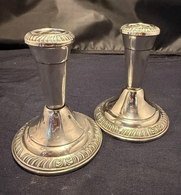 Pair of Amston Sterling Weighted Candle Holders, 4" tall (H) - Image 1 of 4