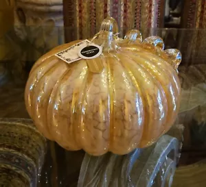 Volpe & Feather Grande 10" Collezione raccolta zucca arte arancione iridescente! - Foto 1 di 12