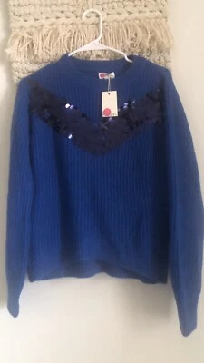 NWT Boden Ribbed Knit Sequin Sweater Wool Blend Youth 13-14Y - Image 1 of 4