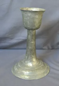 SCHÖNE ANTIKE FRANZÖSISCHE PICKLAMPE LEUCHTER BASIS ZINN C 1690 HUGENOTTEN - Bild 1 von 5