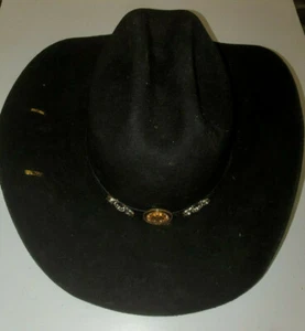 6X BULLHIDE BLACK PREMIUM WOOL FELT COWBOY WESTERN HAT With PINS SIZE 6 3/4 / 54 - Picture 1 of 5