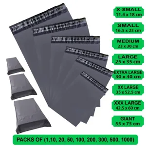 More details for grey postal post packaging bags plastic parcel mailing packing postage self seal