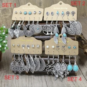 6 Pairs per Set Summer Style Stud + Hook Earrings * choose from 4 different Sets - Picture 1 of 8