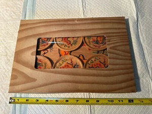 Vtg Kenmar Japan 6 Coaster & Serving Tray Set Souvenir Florida Painted Wood MINT - Picture 1 of 12