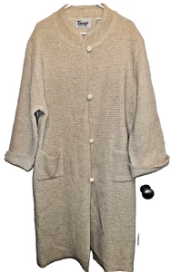Vintage Tavani Pullover Strickjacke Jacke Damen Large Creme Shetland Wolle Lang - Bild 1 von 8