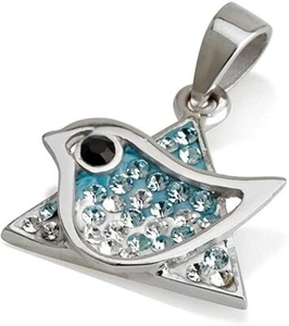 New Star of David Pigeon Pendant In Azure Gemstone +Silver Necklace - Picture 1 of 1