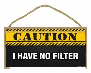 Caution I Have No Filter Funny Signs for Home Decor, Humorous Wood Sign, Funny W - Picture 1 of 8