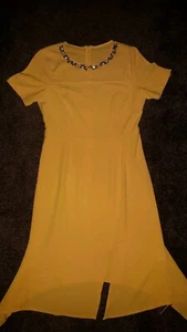 Chinese Style Dress mid length yellow Size M NWT - Picture 1 of 7