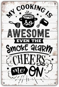 Funny Kitchen Quote My Cooking is Awesome Metal Tin Sign Wall Decor Retr - Picture 1 of 154