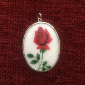 Sterling 925 Silver Mounted Big Elegant Rose Portrait Pendant (no Chain) - Picture 1 of 2