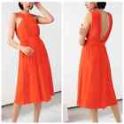 & Other Stories Women's Orange Sleeveless Deep V-Back Tie Midi Dress 0 NWT 99